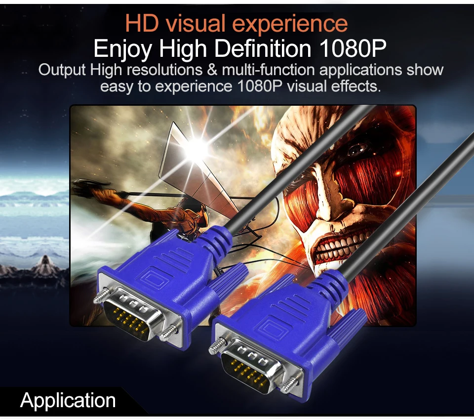 1080P VGA к VGA компьютерный монитор Удлинительный Кабель VGA кабель HD 15 Pin штырь, кабель медная проволока для портативных ПК