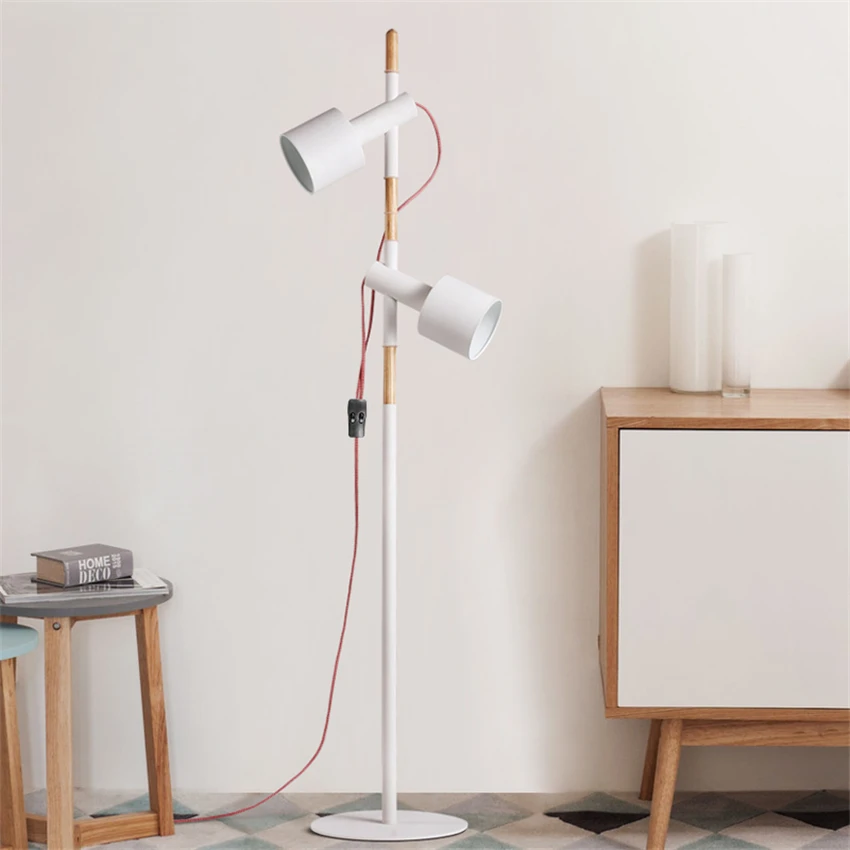 

Nordic Slide High White Floor Lamps for Modern Living Room Sofa Bedroom Study Two Head Dimming High Table Floor Lights Fixtures