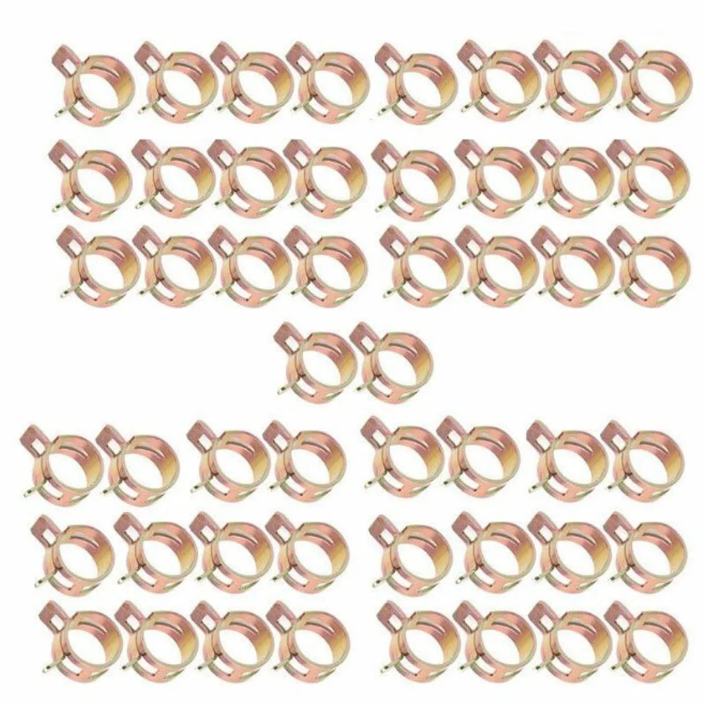 50pcs ID 1/4 6mm Spring Steel Clips Fuel Oil Line Silicone Vacuum Hose Clamp