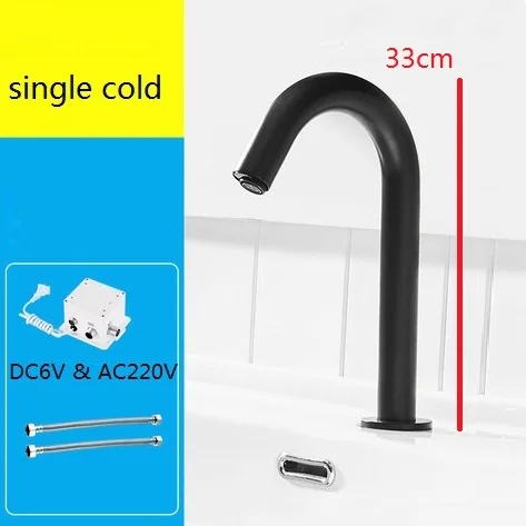 33 DC6V AC220 COLD MTTUZK, монтируемый на бортике, латунный матовый черный автоматический сенсорный кран, кран для ванной комнаты, Бесконтактный инфракрасный кран, краны для горячей и холодной воды - Цвет: 33 DC6V AC220 COLD
