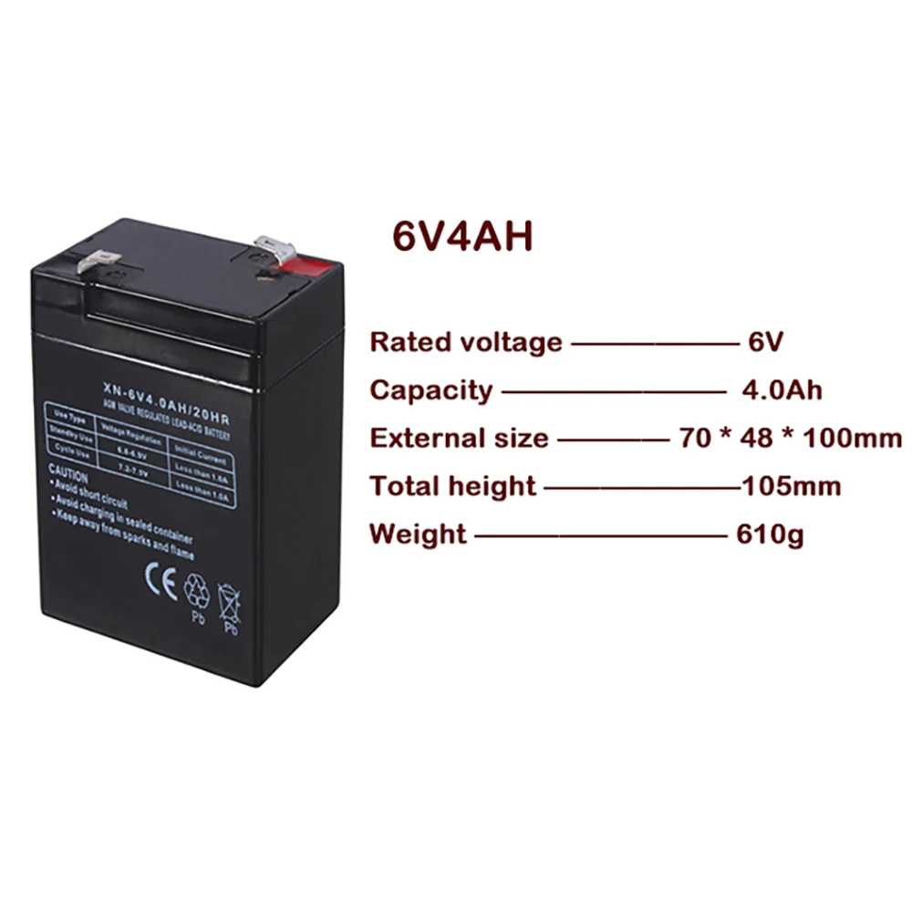 6V 4AH Battery 6V4AH Lead Acid Rechargeable Batteries Accumulator For Children's Car Desk Lamp LED Lights Electronic Scales