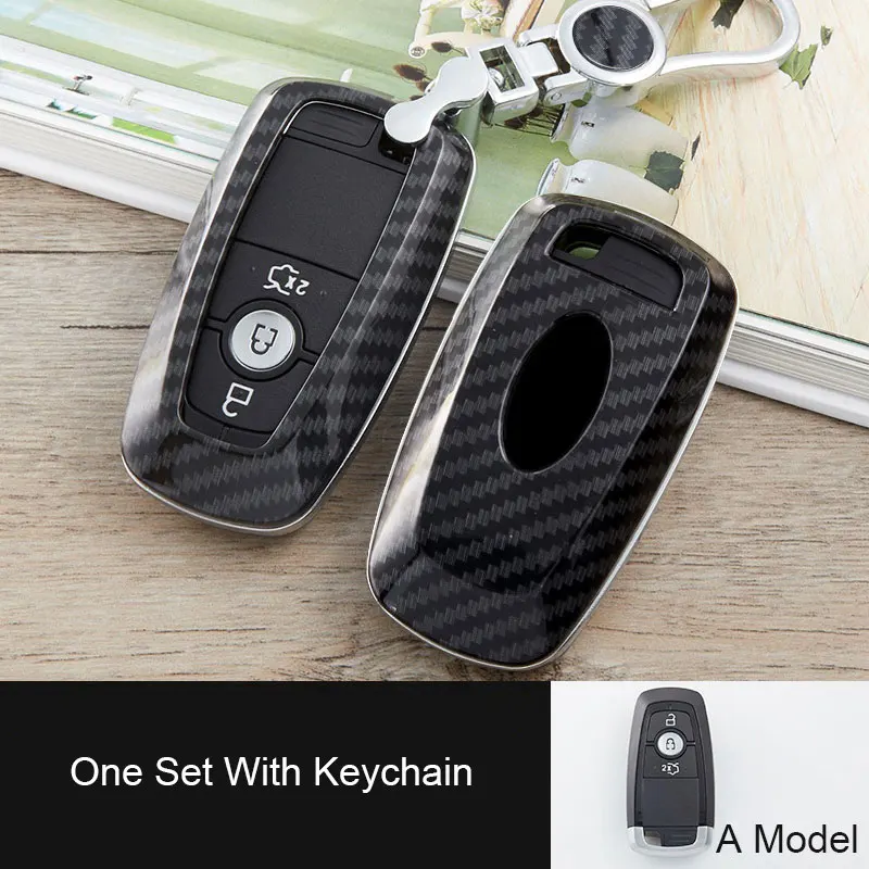 A Model One Set ABS углеродного волокна дистанционного ключа автомобиля чехол для Ford Ranger C-Max S-Max Focus Galaxy Mondeo Transit Fiesta Escape Ecosport - Название цвета: A Model One Set