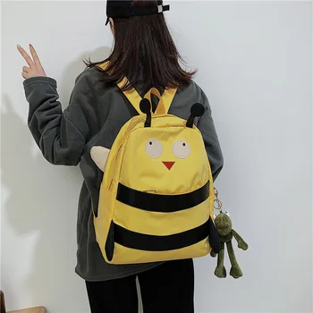 

Backpack New Japanese Childlike Cute Schoolbag Female High School College Student Ins Retro Little Bee Backpack HOT