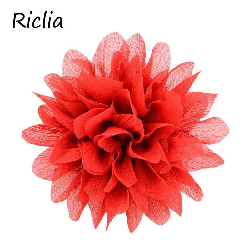 Riclia/12 шт./партия, Детские аксессуары для волос, модные шифоновые детские заколки для волос с цветочным рисунком, 12 цветов, детские головные волосы