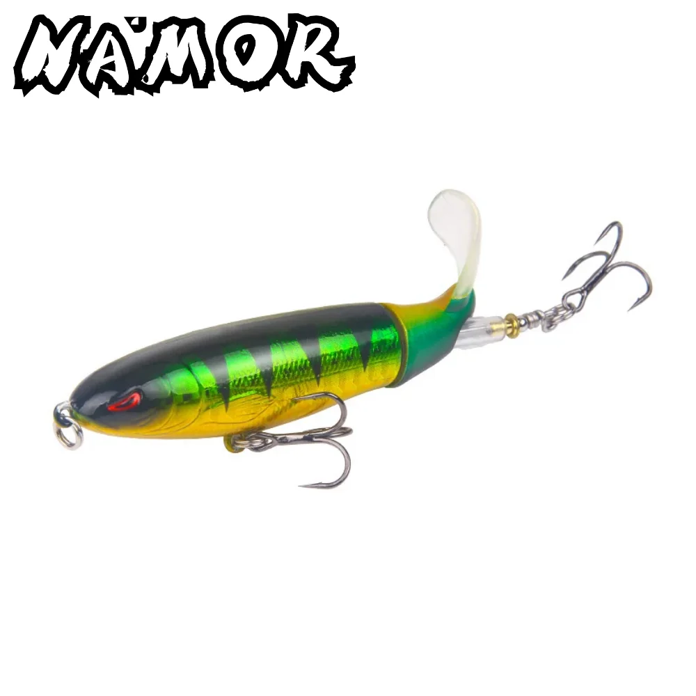 NAMOR Whopper Plopper 1 шт. 15 г Topwater рыболовная приманка вращающийся хвост VMC Крючки для