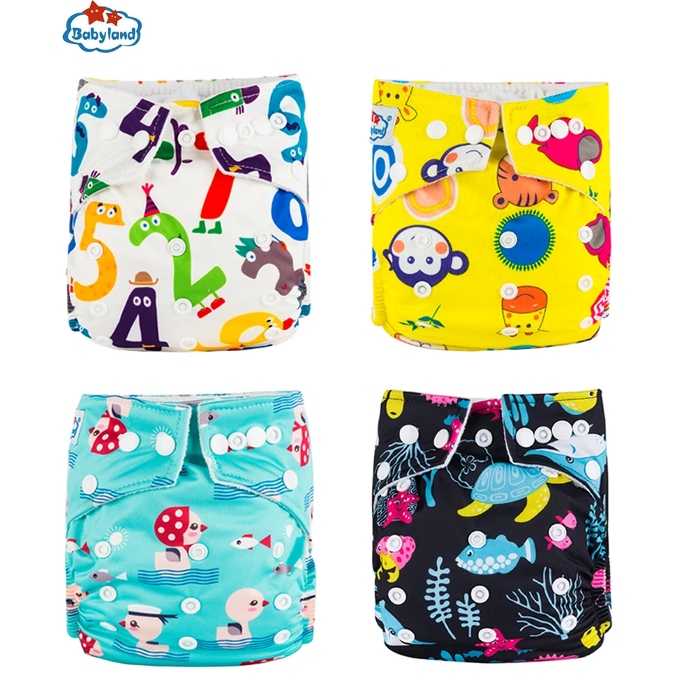 Neutral Prints Babyland, новые принты, 4 шт./лот, экологически чистые тканевые подгузники, моющиеся подгузники, многоразовые подгузники для 0-2 лет(3-15 кг), детское нижнее белье - Цвет: Neutral Prints