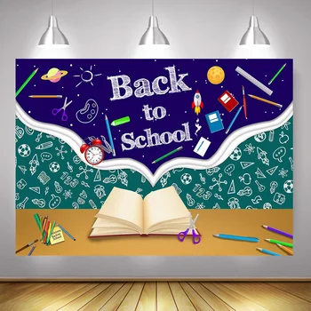 

Back to School Themed Party Decoration Backdrop for Students Teacher Online Teaching Live Background Photography Pen Classroom