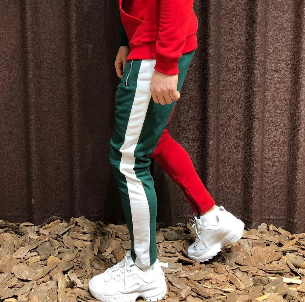 2019 мужские повседневные спортивные брюки Модные одноцветные спортивные брюки на молнии в европейском стиле Фитнес Брюки