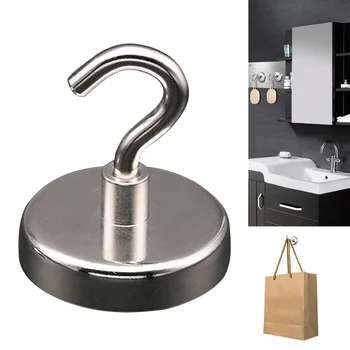 

12pcs Support Metal Surface Neodymium Hook Kitchen Holder Wall Magnetic Mini Home Circular Hanger Ultra Strong