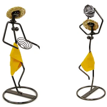 

Fashion2x Flowers Holder Vase Metal Iron Girl Yellow Skirt Cloth Straw Hat Figurines Craft Hotel Home Decoration C & B