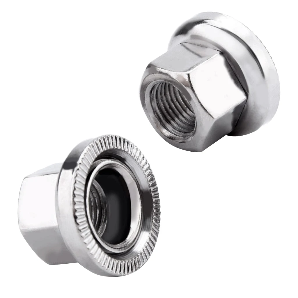 Bike Bolts 10pcs Bike Nuts Wheel Axle Nut Bike Steel Flanges Nuts