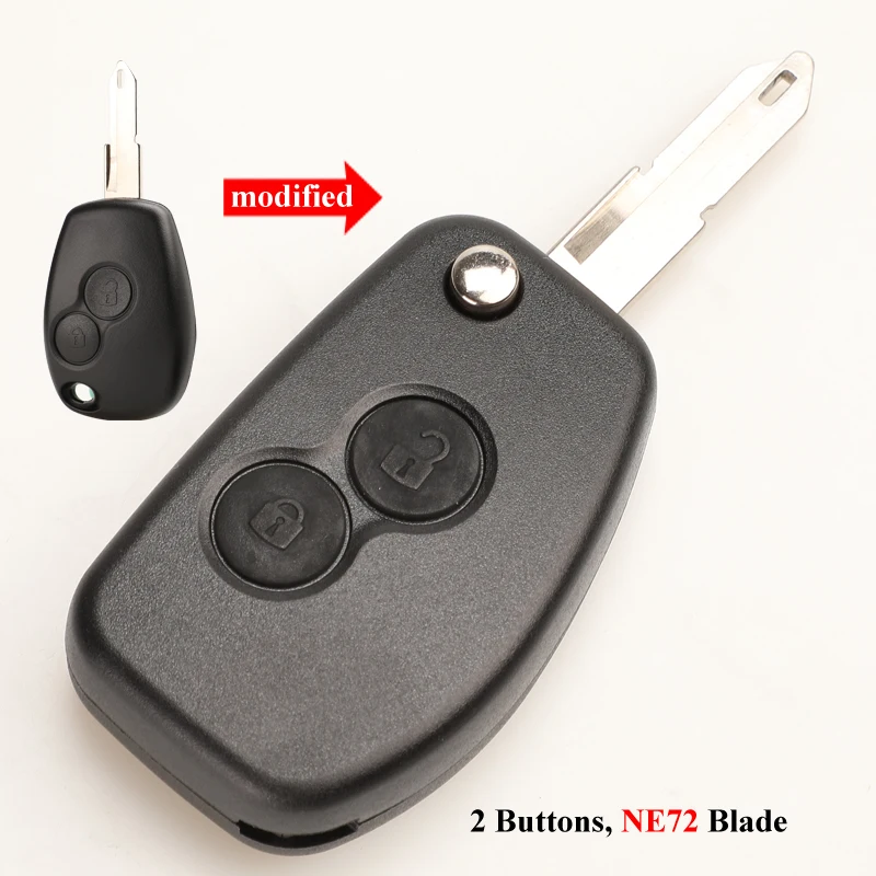 2 Buttons NE72 Jingyuqin VAC102 Ne72 модифицированный ключ оболочки для Renault Dacia модус Логан Clio Espace Nissan 2/3BTN флип чехол брелока Дистанционного Управления - Количество кнопок: 2 Buttons NE72