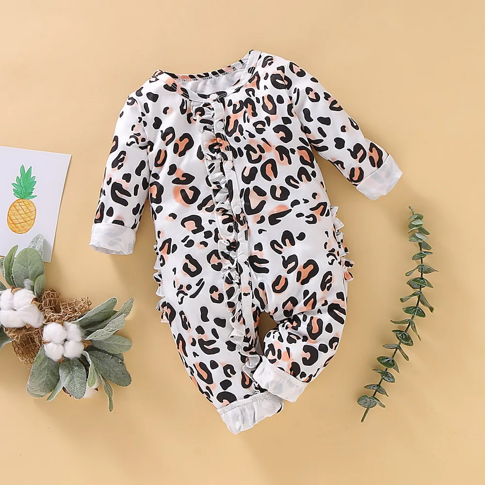 Leopard Детские комбинезоны с рисунками леопарда, одежда для маленьких девочек, костюм для новорожденных, детский комбинезон, зимний теплый флисовый комплект одежды, D30 - Цвет: Leopard