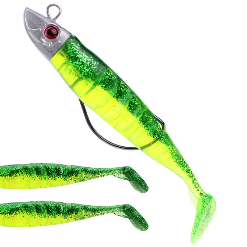 

Soft Bait Fishing Lures Diy Lead Head Jig Fish Sea Bass Lure Fishing Tackle,Green+Yellow 1