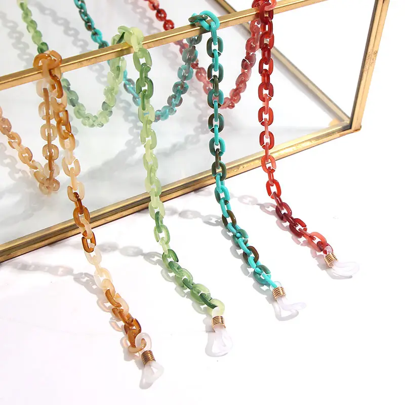 Flatfoosie Women Reading Glasses Chain Sunglasses Multicolor Acrylic Chain Adjustable Ends Holder Neck Strap Rope Lanyards 77cm