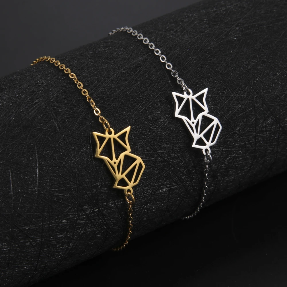 Skyrim Origami Fuchs Tier Charm Armbänder für Frauen Gold Farbe Edelstahl Einhorn Kranich Hand Armband Schmuck Mutter Geschenk