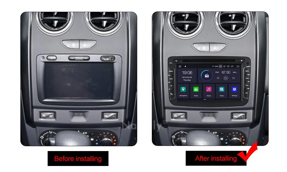 Discount NaviFly IPS+DSP Android 9 car dvd player for Dacia/Sandero/Duster/Renault/Captur/Lada/Xray 2/Logan 2 Autoradio gps navigation 2