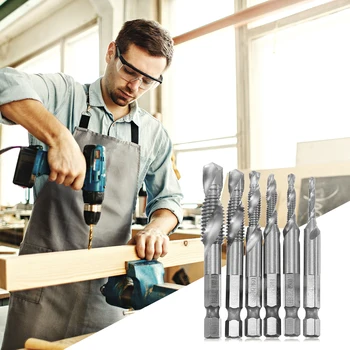 

6pcs Twist Drill Bit Practical Multi-functional Durable High Speed Steel Hex Shank Drilling Tools for Woodworking