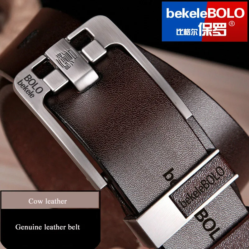 

free gift necklace new fashion luxury men high quality cow leather genuine leather waist strap chain male buckle belt for men