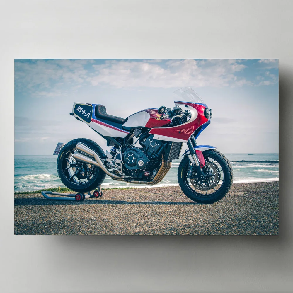 Современные художественные плакаты и принты Honda CB1000R спортивный велосипед мотоцикл Пляж океан Настенная картина холст живопись Декор для гостиной