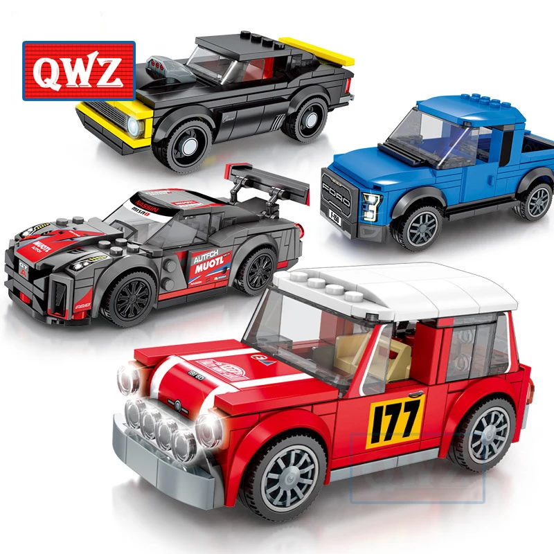 QWZ Speed Champion Supercar строительные блоки маленькие частицы гоночный автомобиль