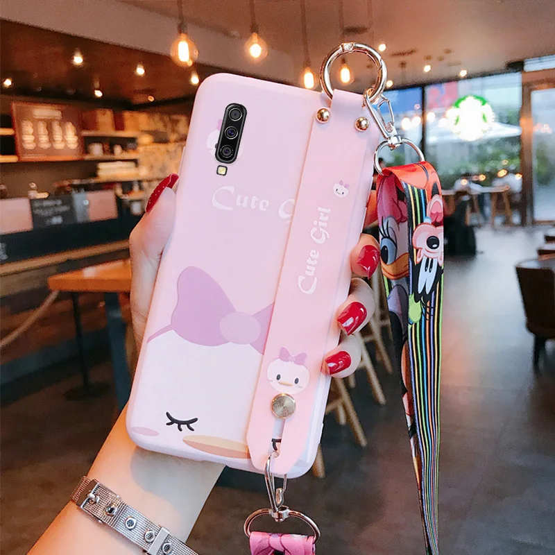 As shown in SAM Note 10 pro Чехол для телефона с милым поросенком на запястье для samsung S10 plus/S9/S8 plus/Note 8 9 мультяшная Маргаритка задняя крышка+ ремешок - Цвет: As shown in