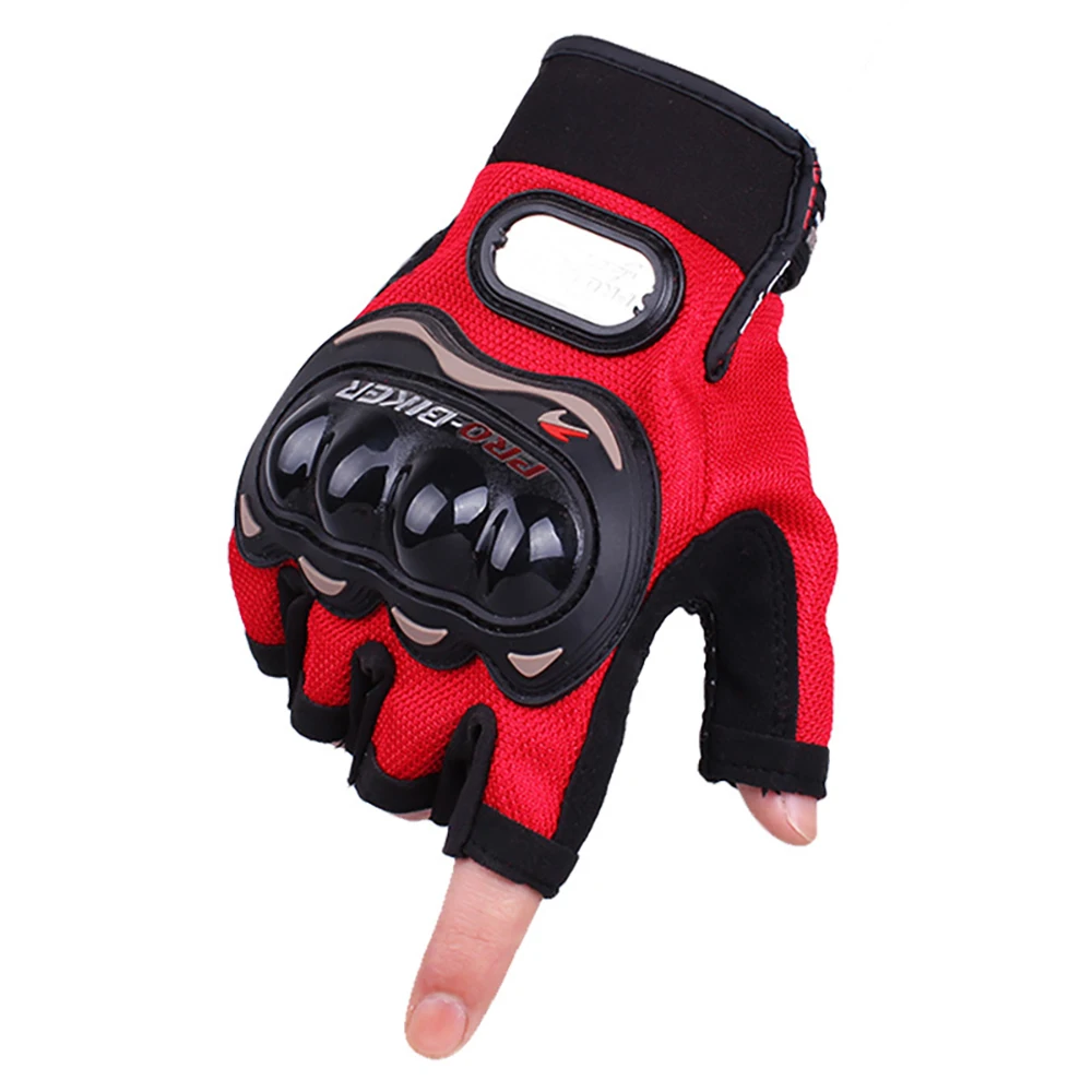 1pair Half Finger Motorcycle Gloves Breathable Racing Genuine Leather Anti slip Motorbike Racing