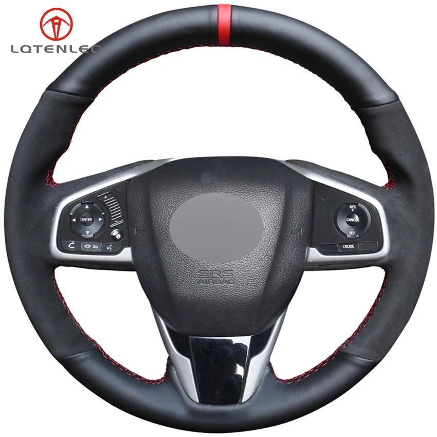 LQTENLEO черный замшевый кожаный чехол рулевого колеса автомобиля для Honda Civic 10 2016-2019