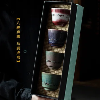 

Jingyinglou Tea bowl Cup Handmade Retro Ceramic Master Cup Personal Cup Tasting Cup Customized Gift Box