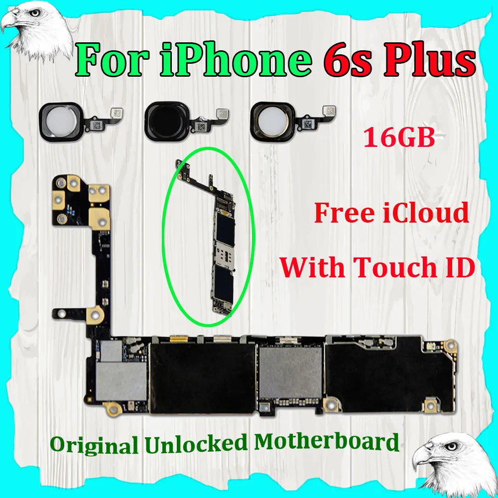 

Original 16GB Motherboard For iPhone 6S Plus 5.5'' Touch ID Mainboard Logic Board Clean iCloud GSM Factory Unlocked Fingerprint