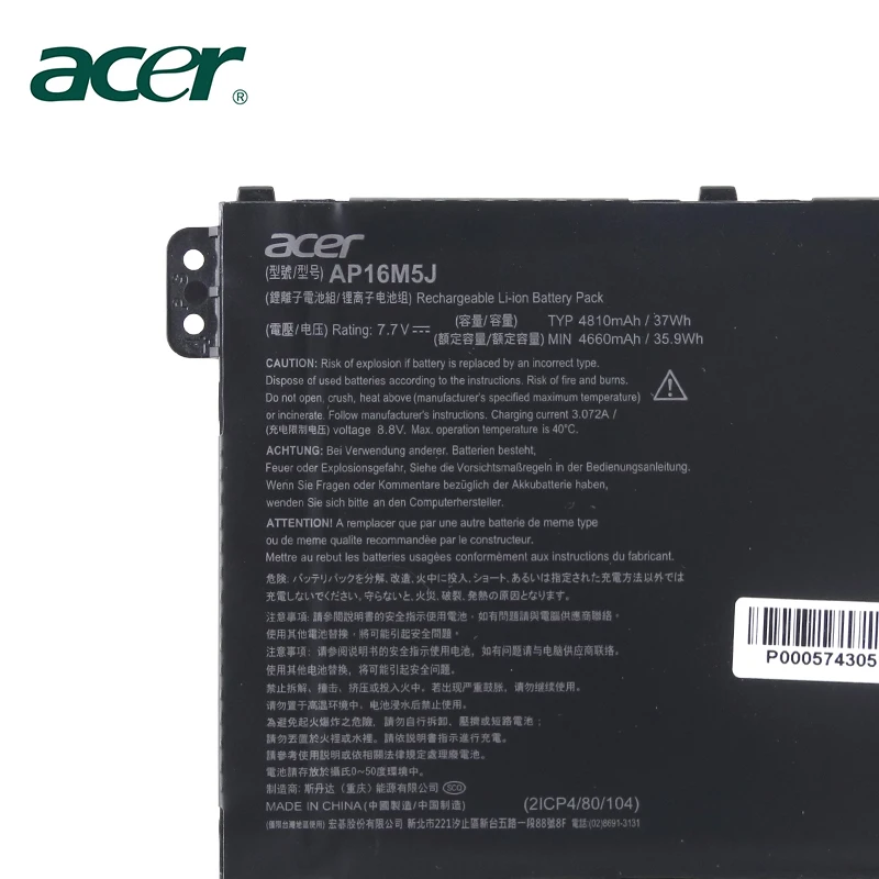 Аккумулятор для ноутбука acer Aspire 3 A315-21 A315-51 ES1 A114 A315 KT.00205.004 AP16M5J