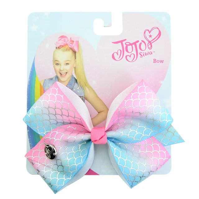 Бант JoJo Bows с радужным принтом для девочек бутиковый зажим волос ручной работы