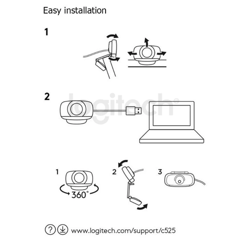 Logitech B525 веб-камера с высокой четкостью Портативный 360 Вращающийся 720p 8 Мега видео Автофокус вызова вебкамера с usb-разъемом обновления C525 для портативного компьютера