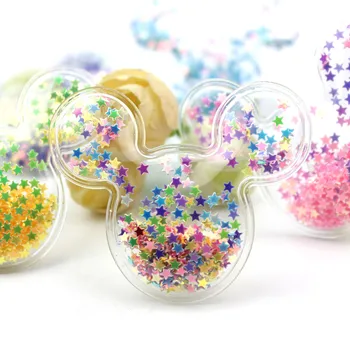 

12Pcs 5.8*5cm PVC Mouse head Transparent Bling bling Flowing Appliques for Kids BB clip and DIY headwear Accessories wholesale