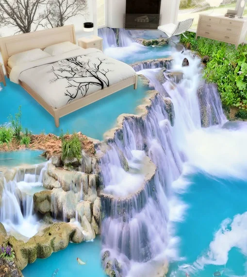 [Самоклеющиеся] 3D бегущая вода 5131 фотообои настенные наклейки