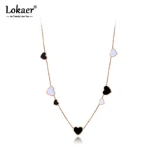 Lokaer нержавеющая сталь белый/черный Глазурь Любовь Ожерелья с фигуркой сердца для женщин девочек офис стиль Шарм кулон ожерелье N19220