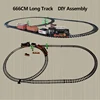120CM Simulation Remote Control Steam Train 666CM Track DIY Assembly Whistle Sound Effect Smoking Chimney Railway Model RC Toys 6