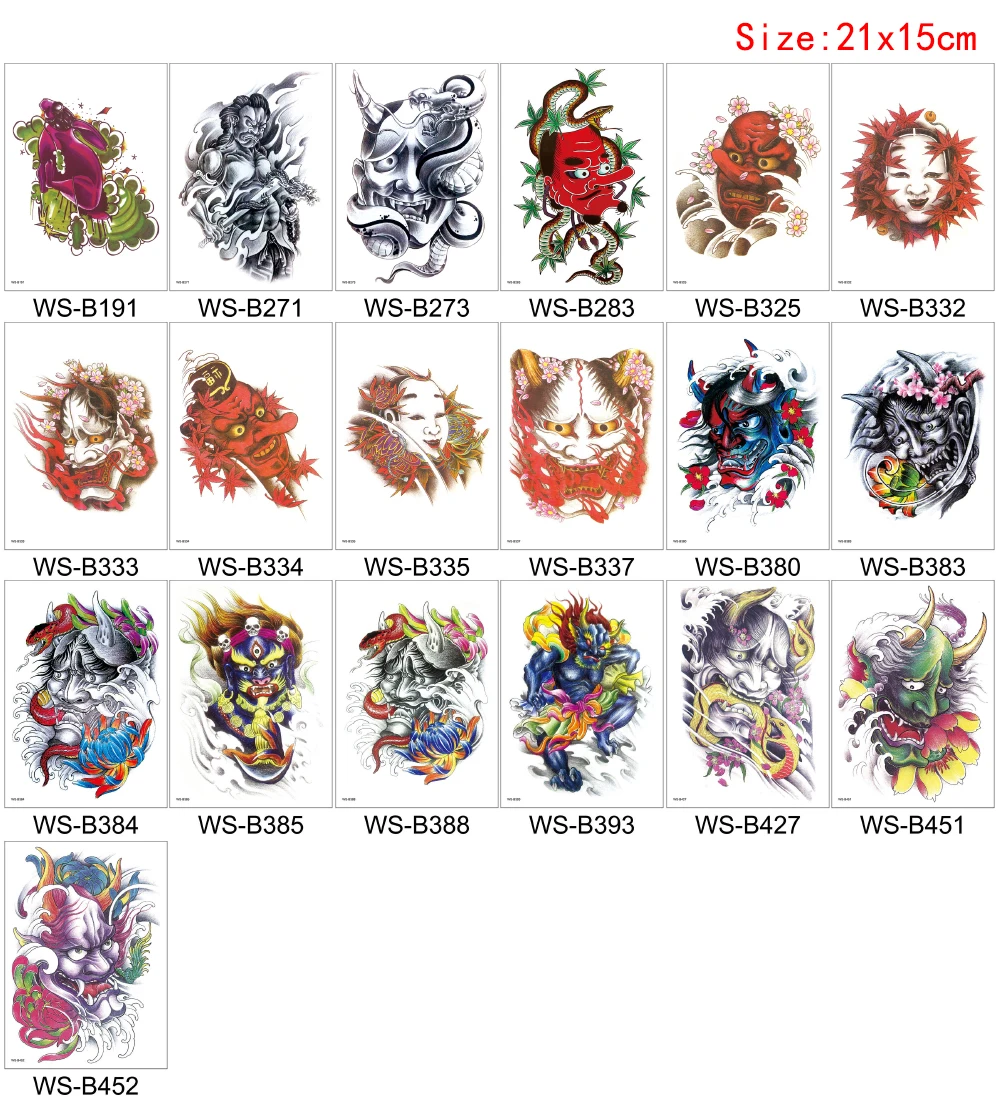 Half Flower Arm Tattoo Body Art Sticker Demon Maple Leaf Lotus Flower Snake Design for Woman Man Waterproof Temporary Tattoo DIY (5)