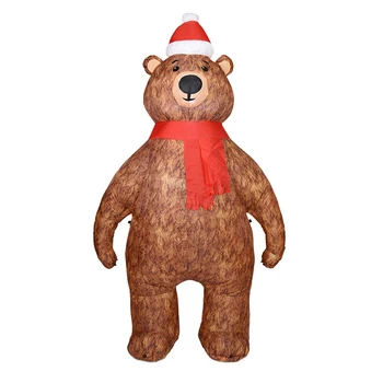 

2.1m Christmas Inflatable Bear With Rotating LED Lights Luminous Decoration Bear Doll Set For Indoor Outdoor Yard Garden Xmas