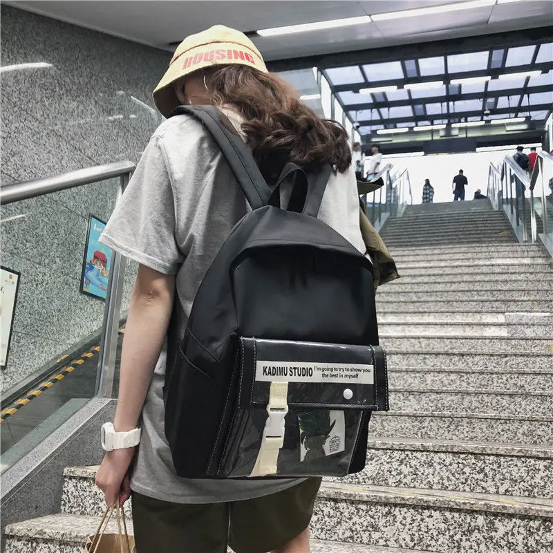 

Teen Girls School Bags Backpack Women Bookbags Nylon Black Student Teenage High Schoolbag Female 2020 New