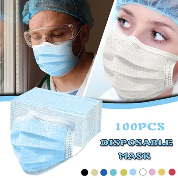 

Adult's Three-Layer Protective Dust-Proof Cartoon Solid Disposable Mask Breathable Earloop Mouth Cover Face Shiled#3