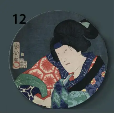 12 Японская керамика подвесная декоративная тарелка Ukiyo-e живопись декоративные тарелки домашний художественный дисплей Настенная Наклейка - Цвет: 12