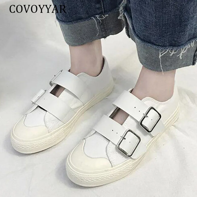 

COVOYYAR 2019 Fashion Canvas White Shoes Woman Flats Comfortable Platform Shoes Slip On Spring Autumn Casual Women Shoes WSN314