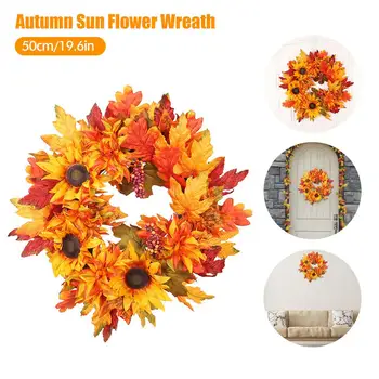 

Christmas Thanksgiving Autumn Color Garland Window Restaurant Home Maple Leaf Decoration Ornaments Holiday Pendant Wreath