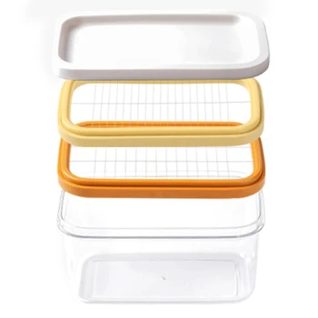 

2 Layer Kitchen Portable Home Butter Box Cutting Food with Lid Rectangle Container Sealing Storage Dish Cheese Keeper