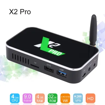

X2 Pro Smart Android 9.0 TV Box S905X2 Cortex-A53 Quad Core 64 Bit 4GB / 32GB 2.4G & 5G WiFi &1000M LAN 4K HD Media Player