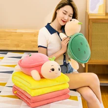 Couverture en peluche de dessin animé tortue crabe, poupée trois en un, décoration de la vie domestique, tissu doux et confortable, cadeaux d'anniversaire