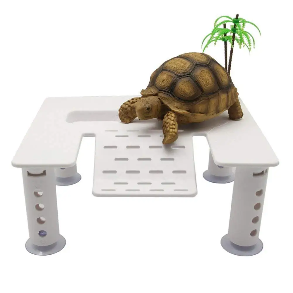 None Turtle Bask Platform with Sucking Disk Simulate Coconut Tree Aquarium Terrarium Decoration-5