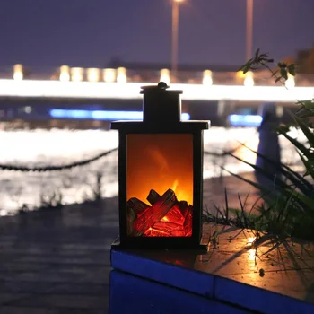 

Handle Portable Decorative Lawn Hanging Gift Led Fireplace Flame Outdoor Lantern Light Battery Operated Ornament Indoor Retro