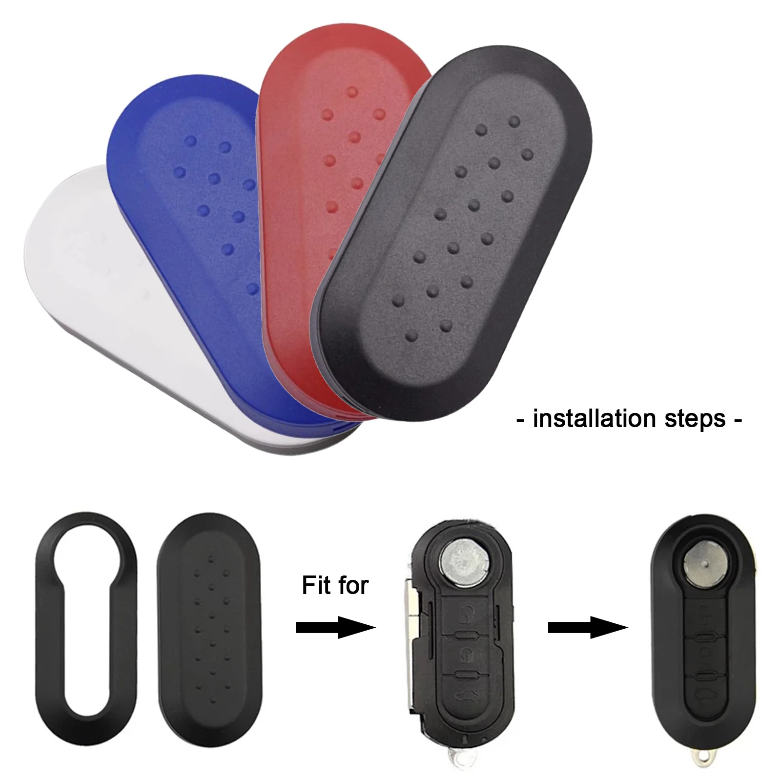 Key Case 3 Buttons Remote Modified Flip Silica Car Key Shell Fiat 500 Panda Punto Bravo Cover Uncut Blade Key Cover Case